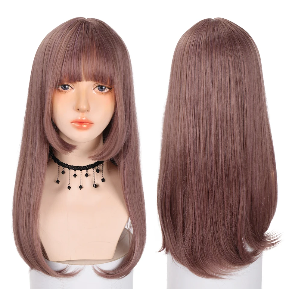 Парики AILIADE женские Синтетические длинные прямые искусственные волосы с челкой