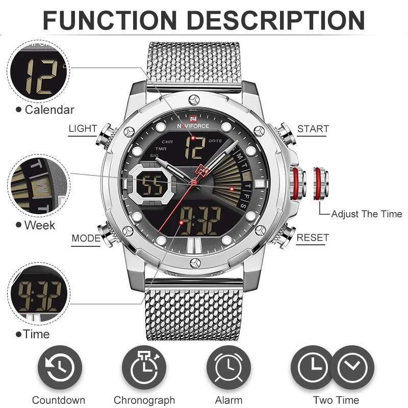 Мужские часы Топ люксовый бренд NAVIFORCE Военные Спортивные кварцевые мужские
