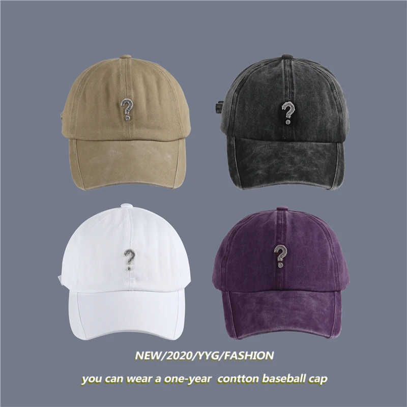 

Kpop Snapback Trucker Hat Denim Gray Distressed Washed Baseball Cap Hats for Men Dad Hat Question Mark Cap Autumn Hip Hop Hat