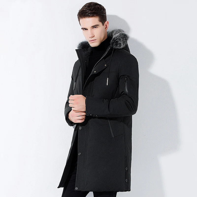 Зимняя куртка на утином пуху мужская одежда 2020 уличная мода воротник из лисьего