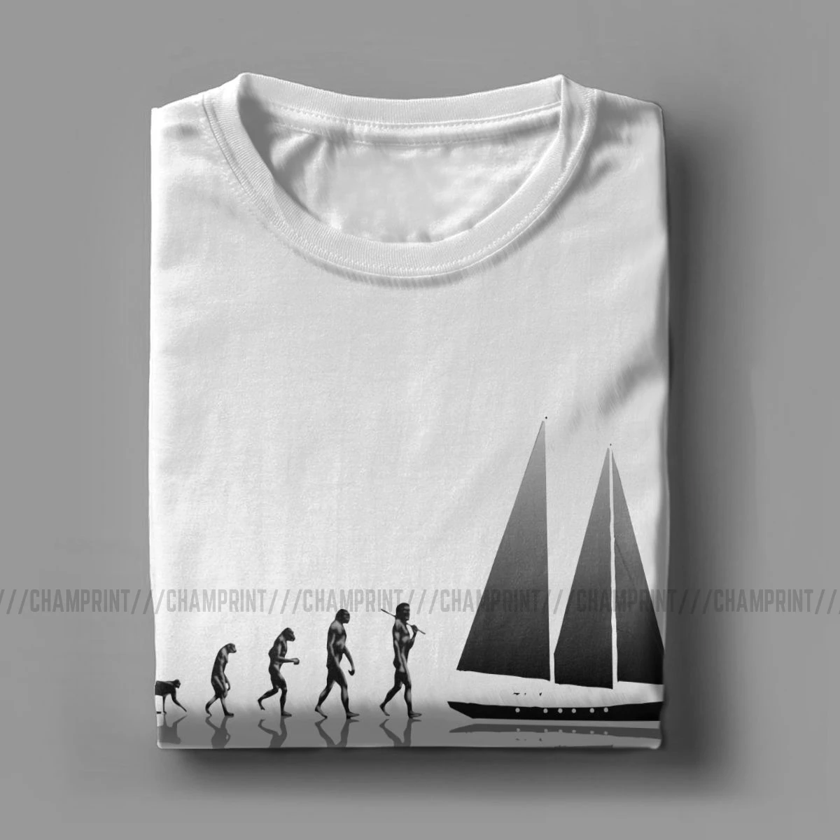 Мужская хлопковая футболка Sailing Evolution летняя с коротким рукавом морской лодкой