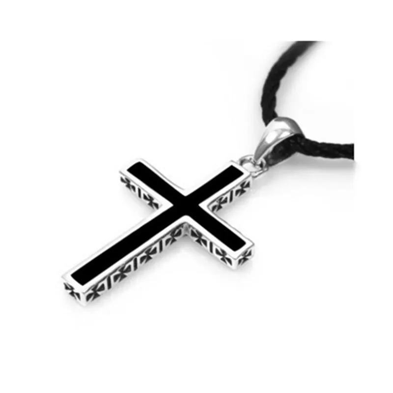 Mode Mannelijke Zilveren 925 Ketting Sieraden Choker Trendy Zwarte Cross Hanger Ketting Voor Mannen Choker Accessoires Vrouwen Bijou Mode Mannelijke Zilveren 925 Ketting Sieraden Choker Trendy Zwarte Cross Hanger Ketting Voor Mannen Choker Accessoires Vrouwen Bijou