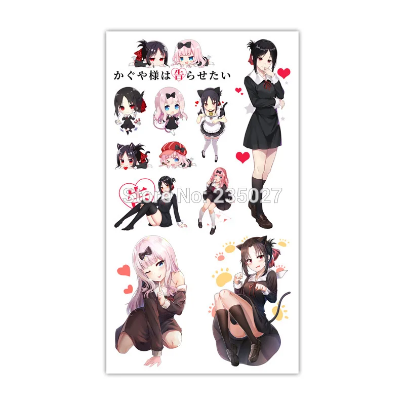 

30 sheets/lot KAGUYA-SAMA: LOVE IS WAR Tattoo Stickers Children Tattoos Paper For Kids Body Gift