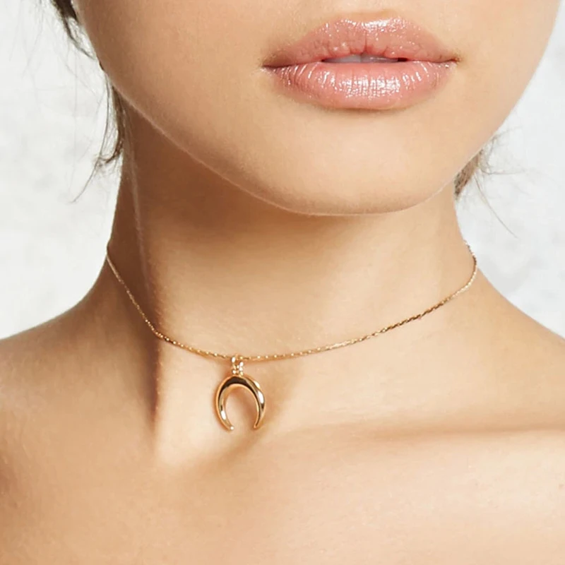 

Fashion Multilayer Necklaces & Pendants Vintage Moon Choker Necklace for Women Gold Femme Party Jewelry