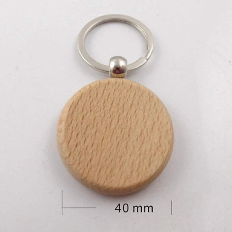 

80 Pcs Blank Ooden Keychain DIY Wooden Keychain Key Tag Gift, 60 Pcs Square & 20 Pcs Round