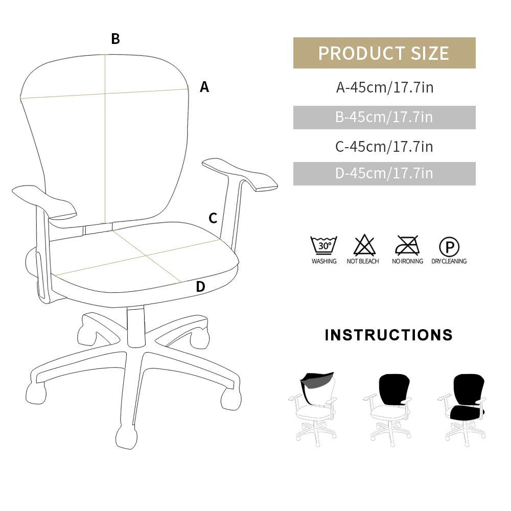 

Print Elastic Stretch Office Computer Chair Cover Removable Dust-proof Armchair Slipcover Universal Home Gaming Chair Protector