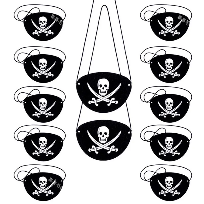 

10Pcs Felt Pirate Eye Patches Halloween Pirate for Kids Theme Party One Eye Skeleton Captain Eye Patch Halloween Party Masks