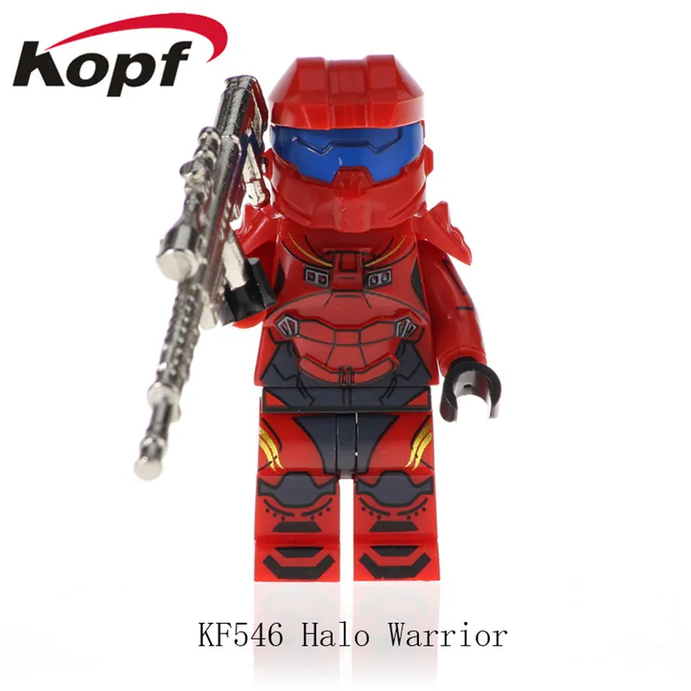 KF546 Without Box KF542 Одиночная строительные блоки Halo Spartan Solider с реальным металлическим оружием кирпичи Экшн фигурки Обучающие Подарочные игрушки для детей - Цвет: KF546 Without Box