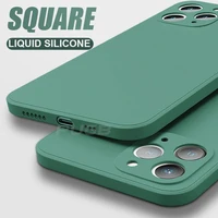 luxury square frame liquid silicone case for iphone 13 12 11 pro max mini 13pro x xr xs 7 8 plus se 2020 soft shockproof cover
