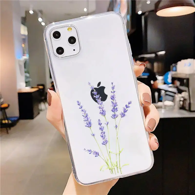 

Simple Lavender Purple Flowers Phone Case Transparent soft For iphone 5 5s 5c se 6 6s 7 8 11 12 plus mini x xs xr pro max