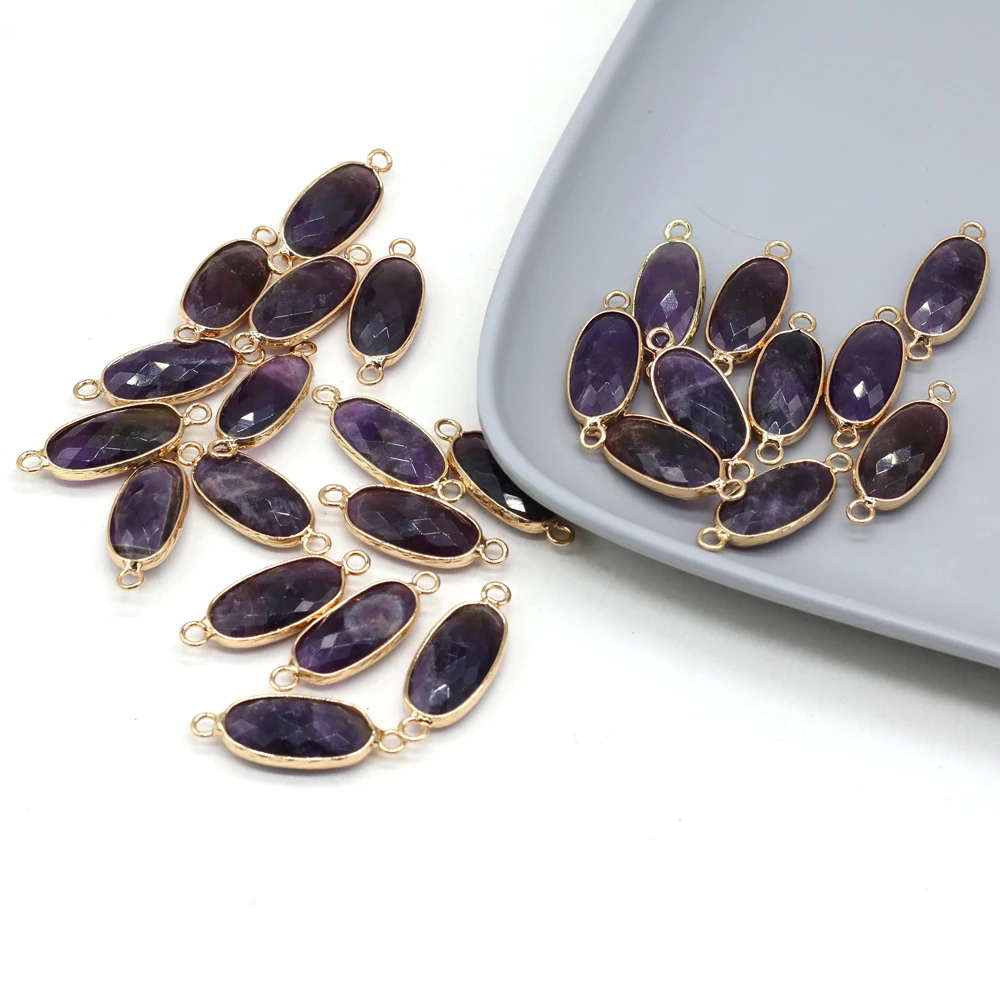 

Подвеска с натуральным аметистом и полудрагоценными камнями, 10x30 мм, 1 шт.