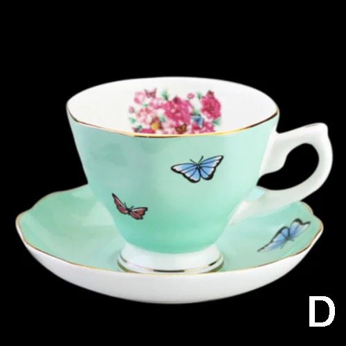 

British Style Flower Bone China Coffee Cup and Saucer Set High-end Afternoon Tea Pastoral Style Flower Tea Cup