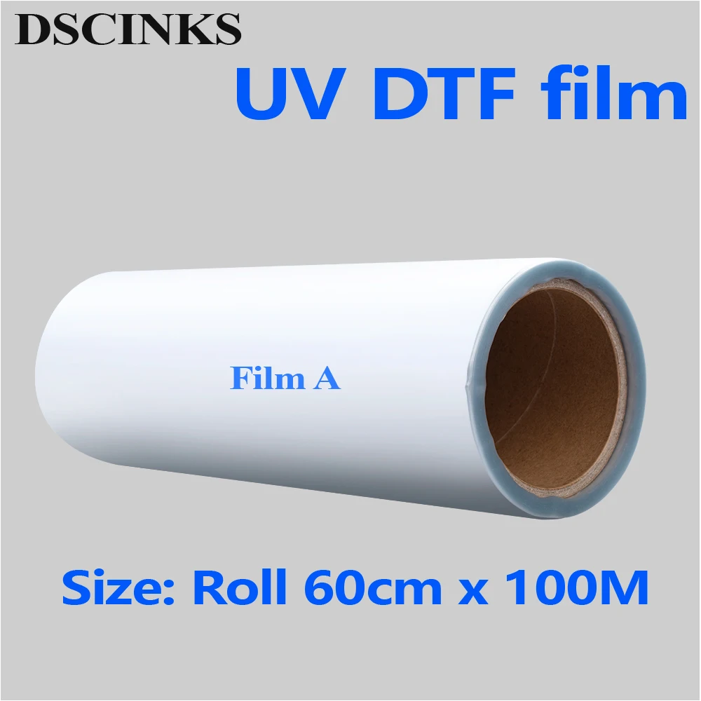 

Roll film a 60cm x 100M uv DTF film A Stick to phone case metal glass UV Transfer Film DTF printer DTF film for uv
