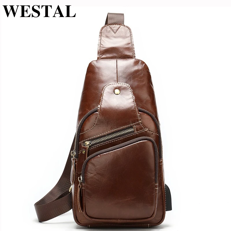 Сумка мессенджер WESTAL 812 Мужская из натуральной кожи с usb зарядкой|Сумки-кроссбоди|