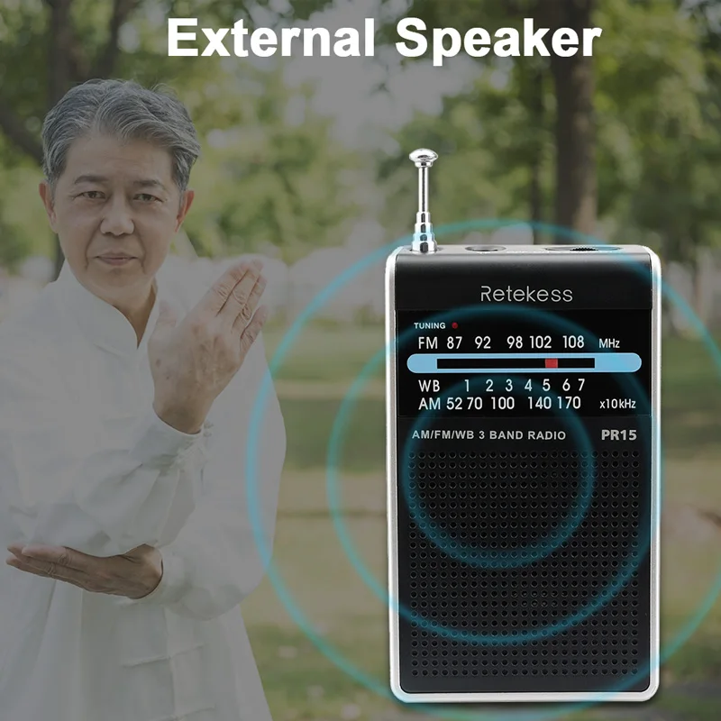 

Retekess PR15 Mini Pocket Radio FM AM NOAA Pointer Tuning Radio Receiver with Emergency Weather Warning Function Handheld Radio