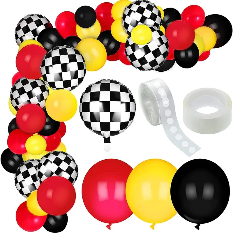 127pcs Racing Car Balloons Garland Arch Kit Birthday Decoration Boy Red Black Yellow Latex Balloons Baby Shower Party Supplies