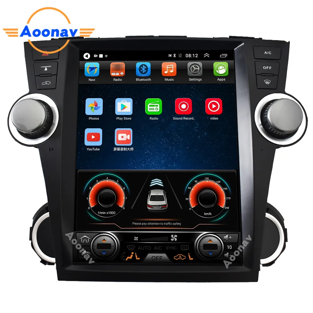 

Car Android Tesla Style HD touch screen GPS radio Multimedia Stereo player For-Toyota Highlander 2009-2013 Carplay tape recorder