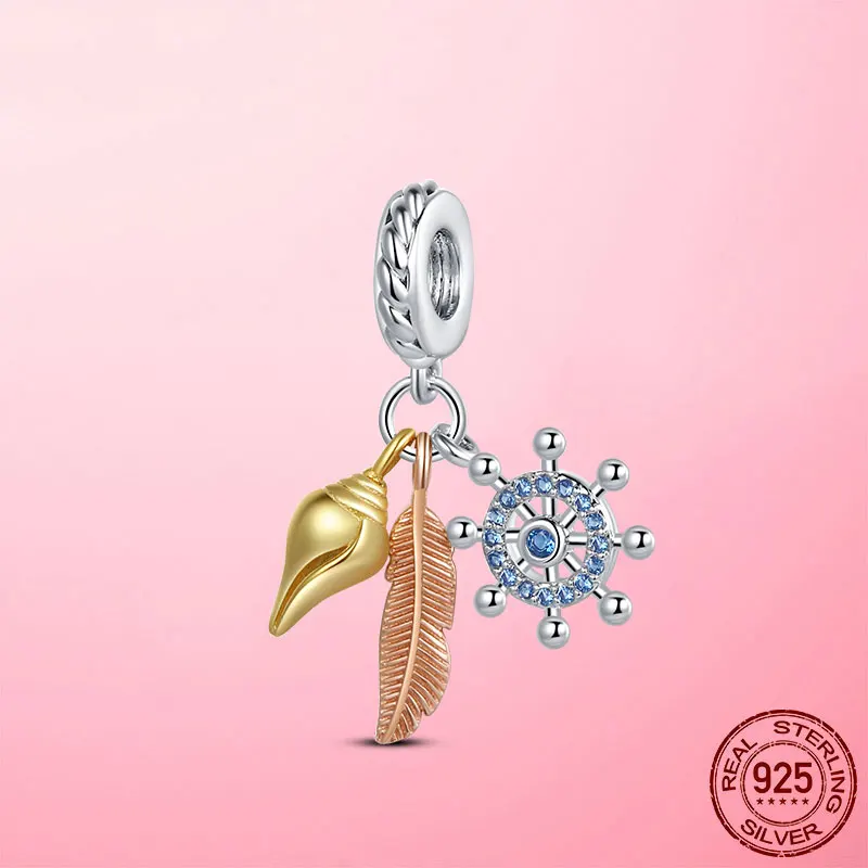 

925 Sterling Silver Horseshoe Clover Hamsa Hand Dangle Charms Beads fit Original Pandora Bracelet Necklace Silver 925 Jewelry