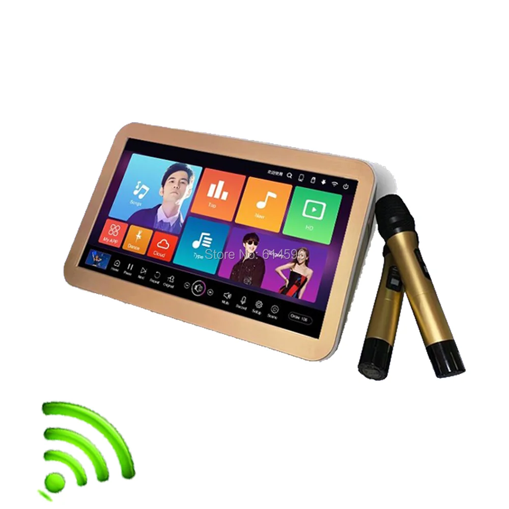 Система караоке с сенсорным экраном усилитель микшера 2 беспроводных микрофона