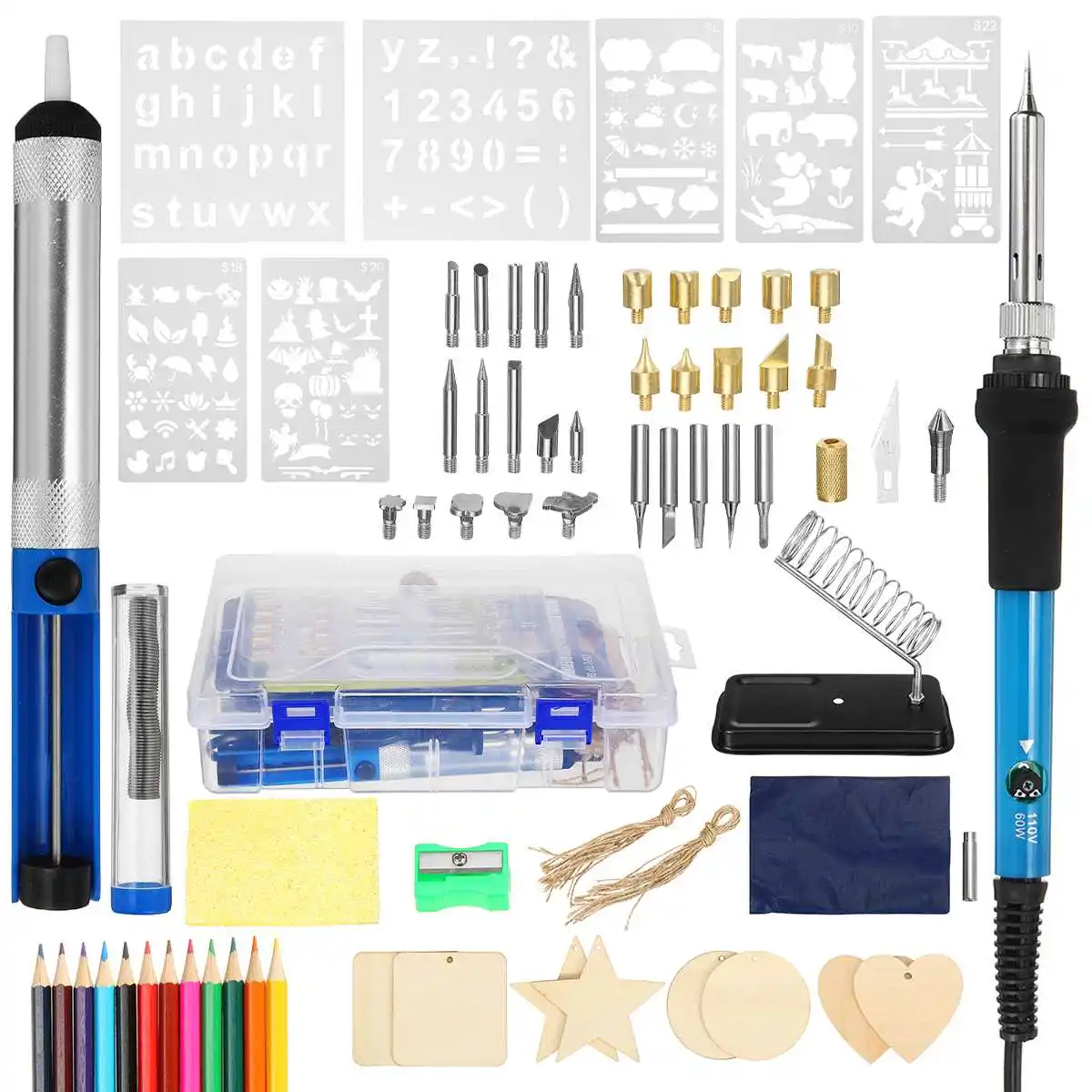

100 шт. Регулируемый паяльник для резьбы инструменты для пирографии 60 Вт для сжигания дерева тиснение набор паяльников сварочные наконечник...
