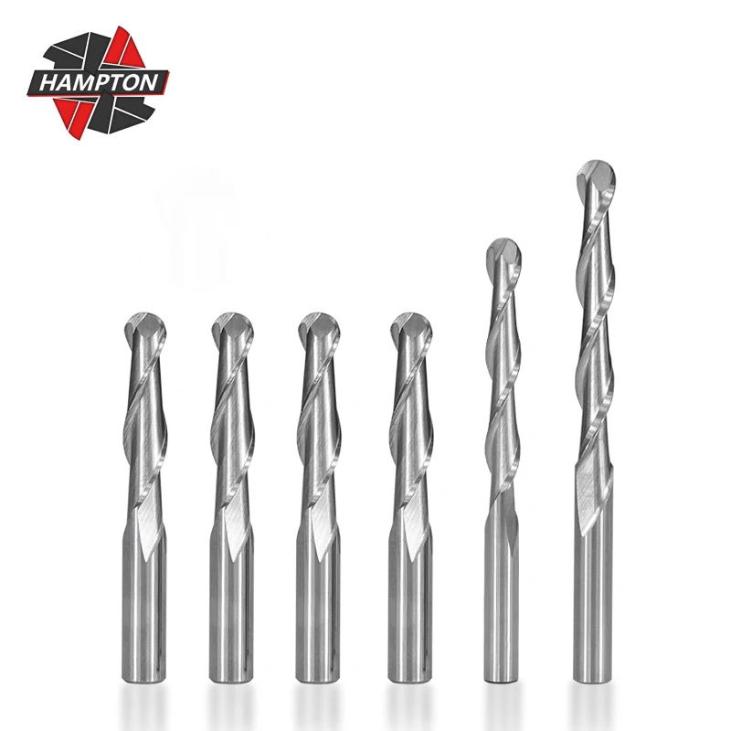 Торцевая фреза Hampton с шаровым концом хвостовик 4 мм 6 фрезы 2 канавками спиральный
