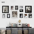 Деревянные рамки для картин 12 шт., настенные Классические черные белые фоторамки для гостиной, семейная фоторамка для картин