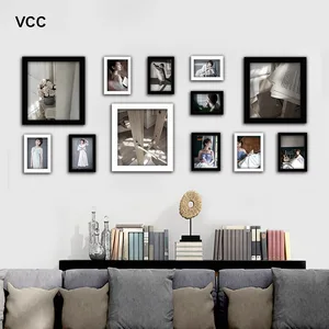 Деревянные рамки для картин 12 шт., настенные Классические черные белые фоторамки для гостиной, семейная фоторамка для картин
