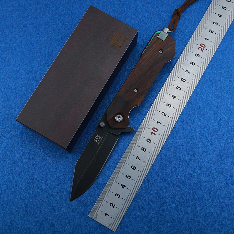 Складной нож LEMIFSHE DC53 лезвие с подшипником деревянная ручка красного цвета