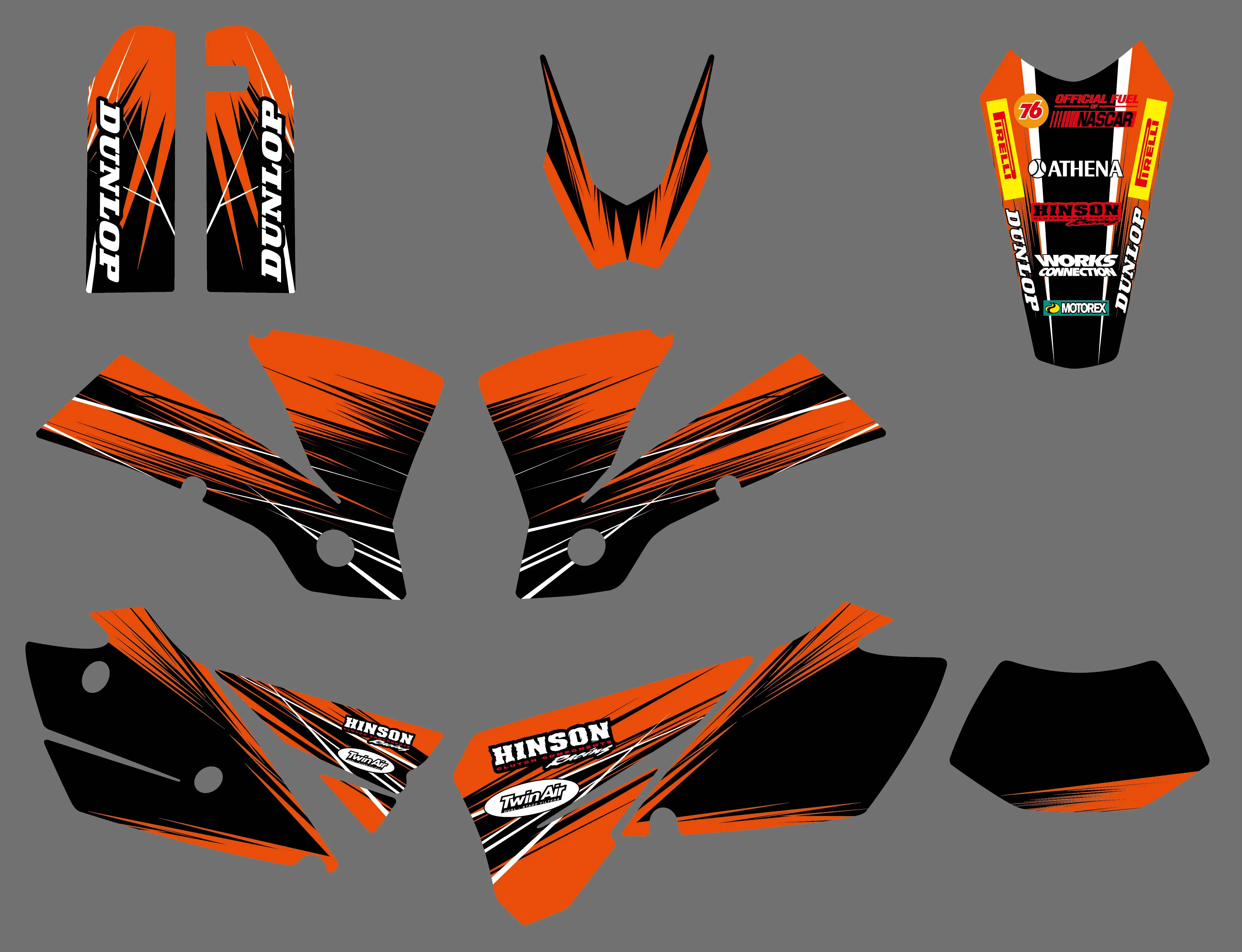 0554 новая команда графики и фоны наклейки для KTM 125 200 250 300 400 450 525 EXC 2004|team graphics|decal