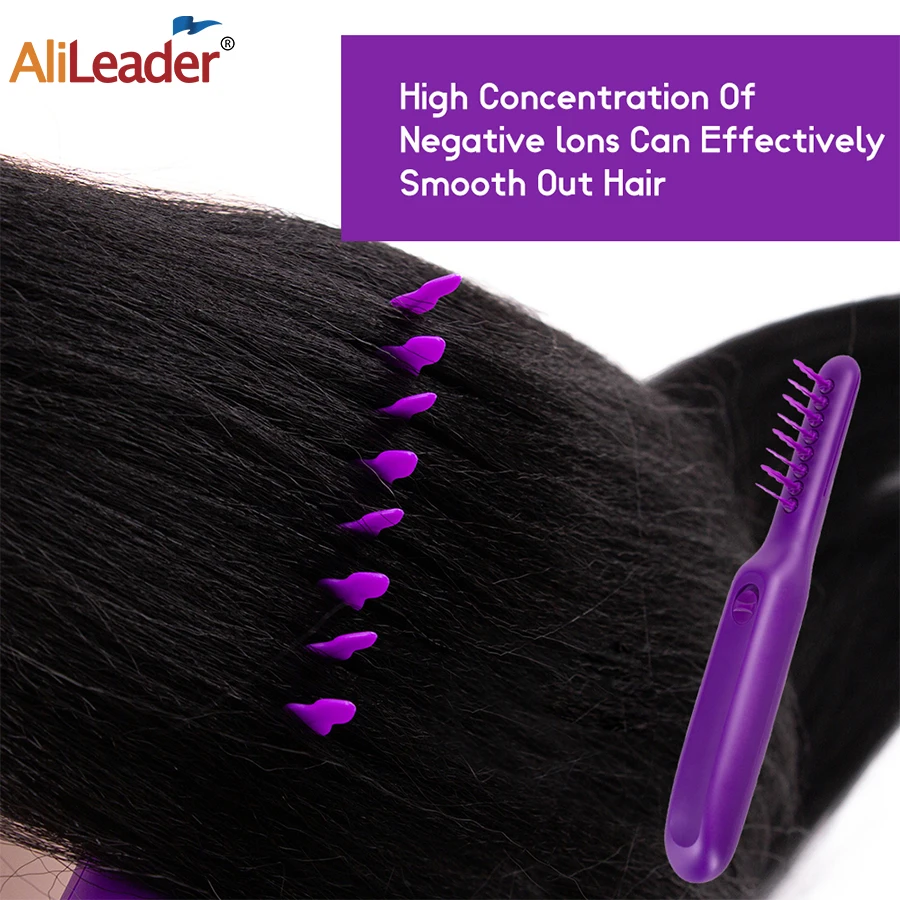 Alileader 1Pcs Electric Detangling Brush Hair Curly Detangle Comb Purple Scalp Massage Hot Sell For Wet And Dry | Шиньоны и парики