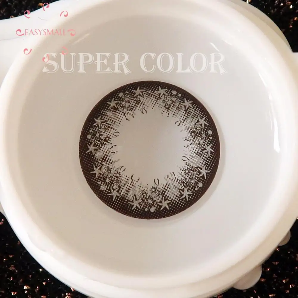 easysmall starlight golden gray colored big beautiful pupil contact lenses for eyes degree yearly 2pcspair prescription myopia free global shipping