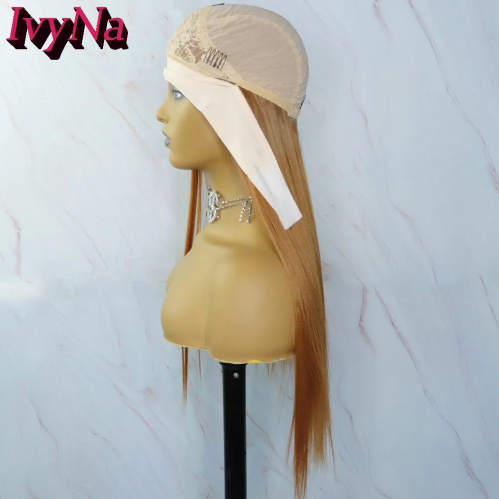 

IvyNa Orange Futura Synthetic Wig With Headband Long Straight Full Machine Made Headband for Women Heat Resistant Futura Wig