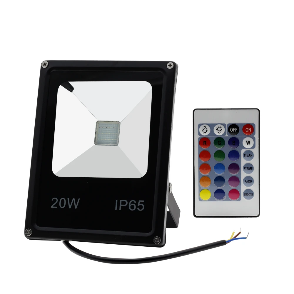 20W Светодиодный прожектор 220 В, 10 Вт, 20 Вт, 30 Вт, 50 Вт, RGB прожектор, наружный водонепроницаемый прожектор, отражатель с дистанционным управлением для сада - Испускаемый цвет: 20W