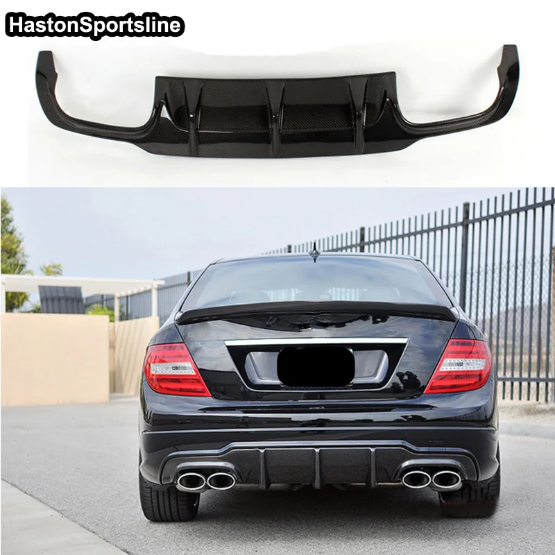 

For Mercedes Benz C Class W204 C63 AMG Carbon Fiber rear bumper diffuser lip spoiler 2012 2013 2014 (amg bumper only)
