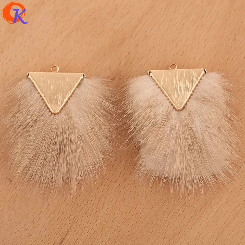 Light Brown Сердечный дизайн 10 шт 35*45 мм Аксессуары для ювелирных изделий/DIY кулон/изготовление сережек/ручной работы/пушистый эффект/амулеты/серьги фурнитура - Цвет: Light Brown