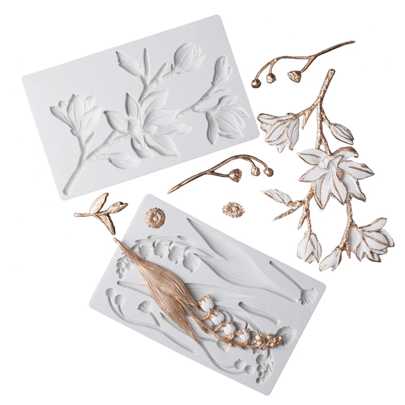 

Meibum Flower Relief Cake Decorating Tools Fondant Mould Magnolia Pattern Gumpaste Sugarcraft Baking Tools Silicone Mold