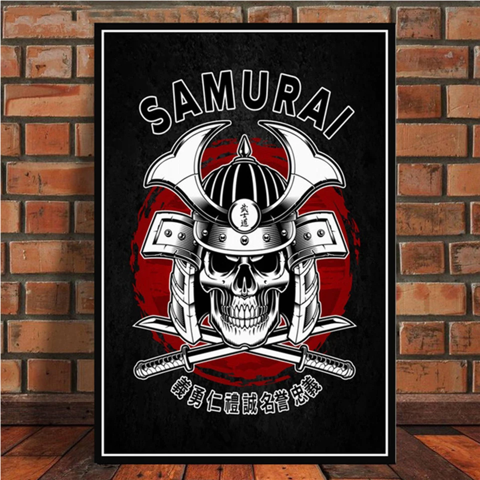 

Japan Bushido Samurai Kanji diy 5d diamond Painting abstract SKULL Full Square Round drill diamond embroidery home decor