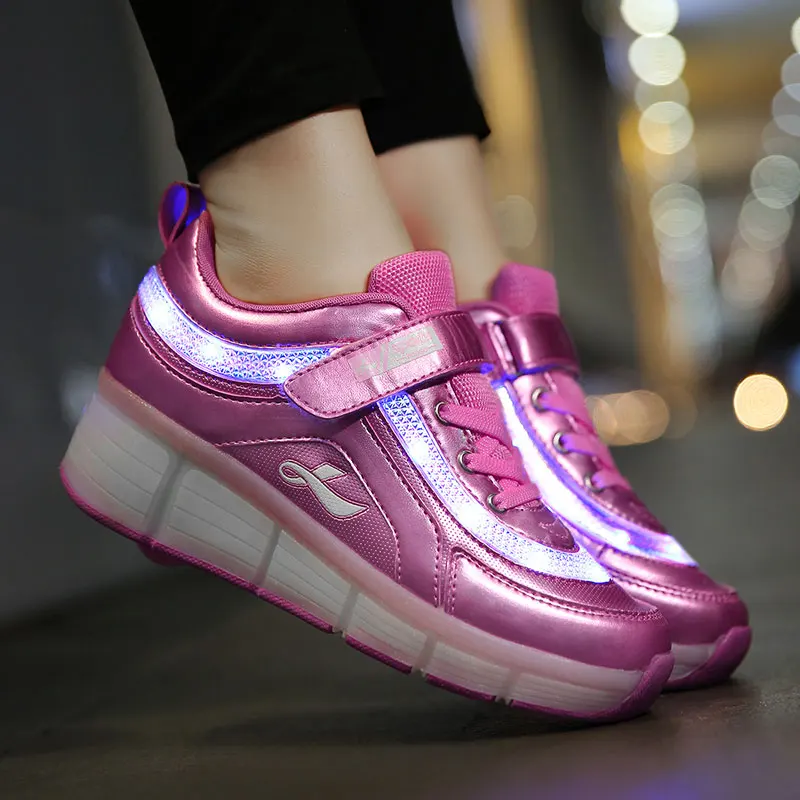Новые детские светящиеся кроссовки Heelys, детская обувь для роликовых коньков, детские туфли со светодиодной подсветкой, кроссовки для мальчиков и девочек с колесами