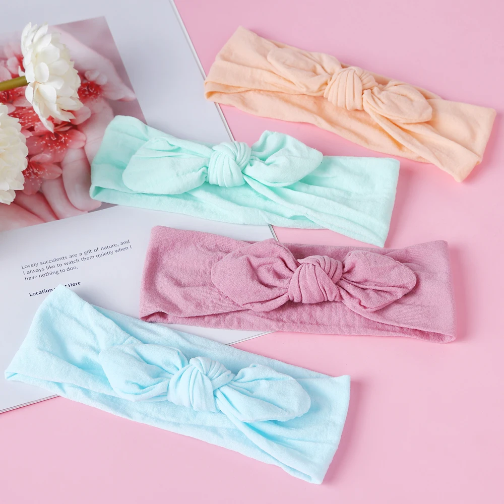 

Newborn Headband Cotton Solid Bow For Girl Rabbit Ear Hairbands Turban Bowknot Headband Kids Accessoires Baby Turbans Headwrap