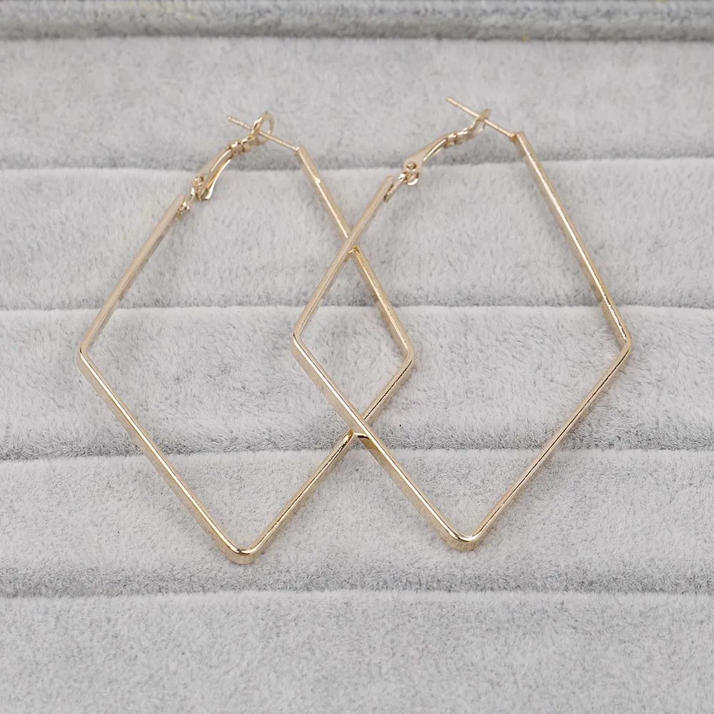 Gold Rhombus BLIJERY/модные серьги-кольца в геометрическом стиле для женщин и девочек, ювелирные изделия в стиле панк, золотые, серебряные цвета, сережки-гвоздики, Femme - Окраска металла: Gold Rhombus