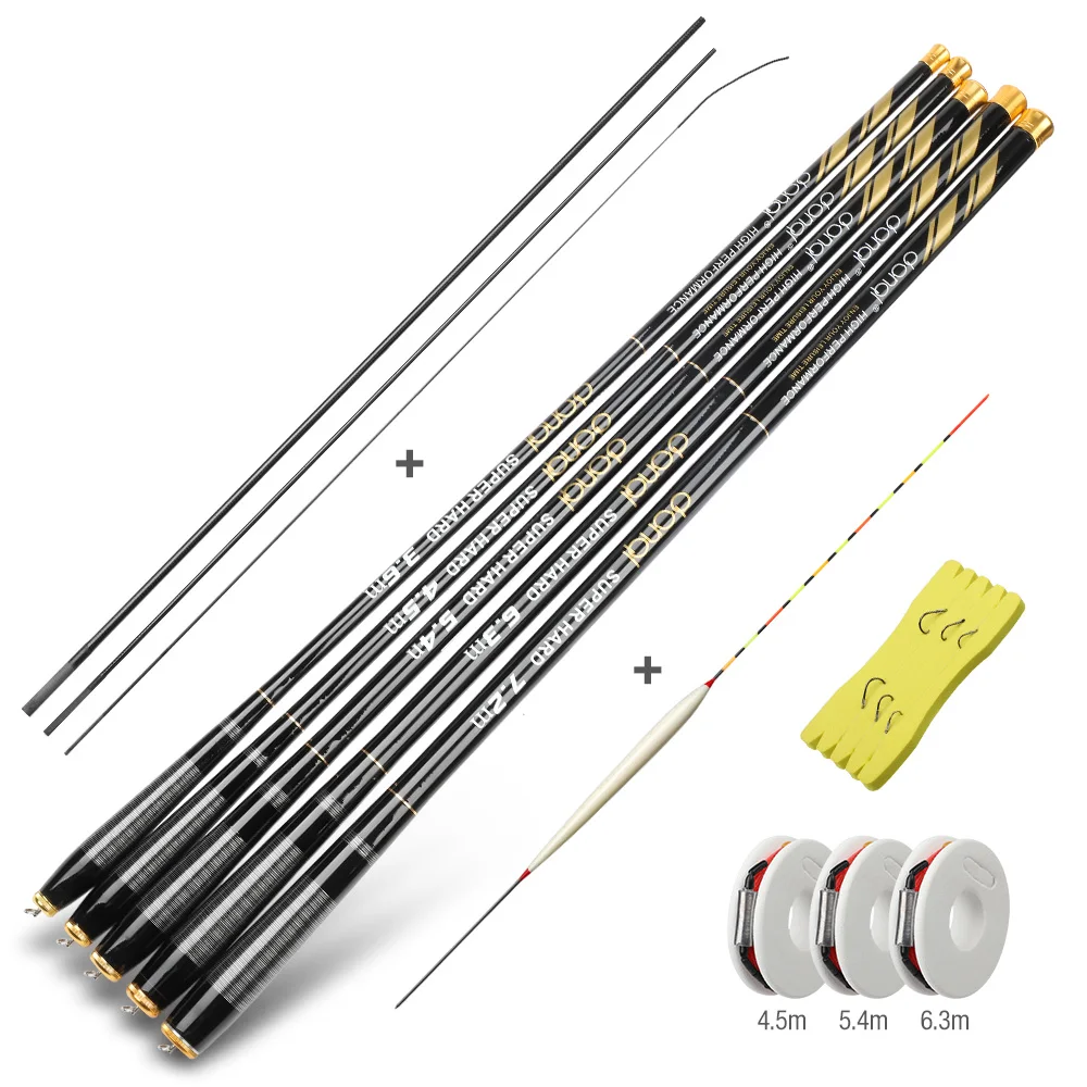 Fishing Rod Kit DONQL 3,6 m-7,2 m телескопическая удочка из углеродного волокна ультра легкая дорожная Удочка Многофункциональный поток Карп рукоять для удочки - Цвет: Fishing Rod Kit