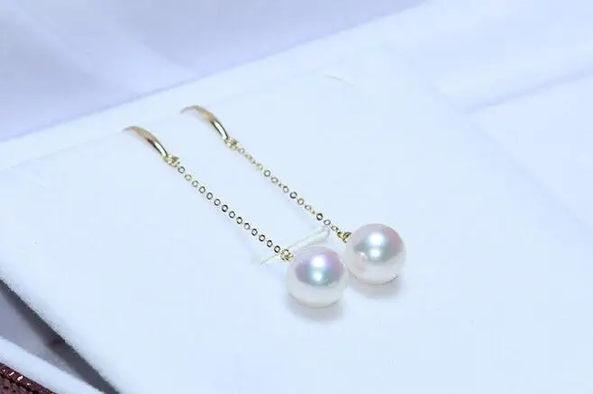 Бесплатная доставка великолепная пара из 10 11 южноморских круглых белых жемчужин