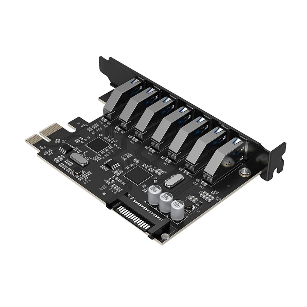 

PVU3-7U Dual Chip Chassis 7-Port USB3.0 Expansion Card Motherboard PCI-E Expansion Card 15PIN SATA Power Supply Line