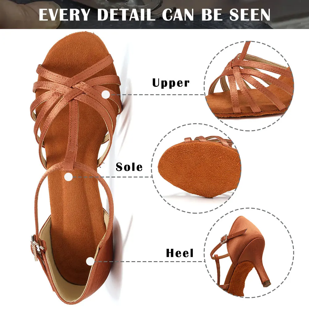 Latin Dance Shoes Ladies Ballrooom Dancing Shoes Women Salsa Sandal Flash Cloth Soft Sole Tango Shoes High Heel 5/7.5/8.5cm