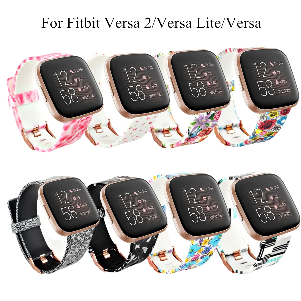

Ремешок силиконовый для часов Fitbit Versa/Versa Lite/Versa 2, сменный Браслет с принтом для Fitbit Versa