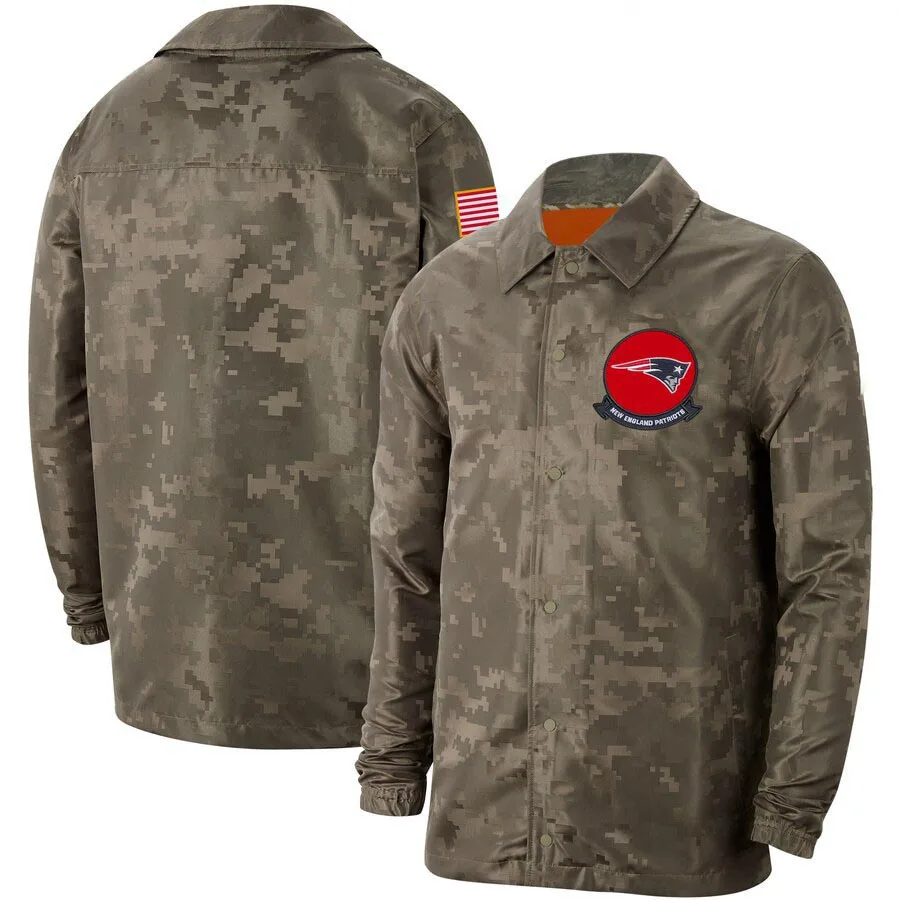 

New England Men's Camo Patriots Salute to Service Sideline Full Zip Lightweight Jacket