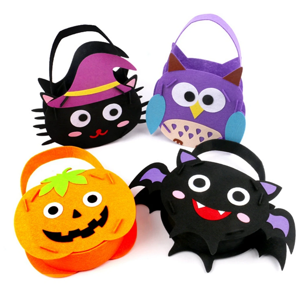 

4 Sets Halloween Candy Bag Cartoon DIY Trick Or Treat Bag Halloween Gift Bag Pumpkin Candy Gift Bag Handbag Pouch Party Favor