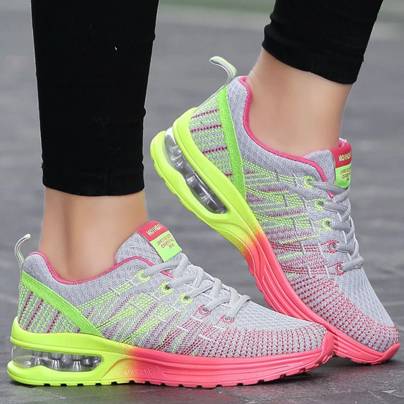 2019 кроссовки на воздушной подушке Женские платформе Цвет Обувь с дышащей сеткой