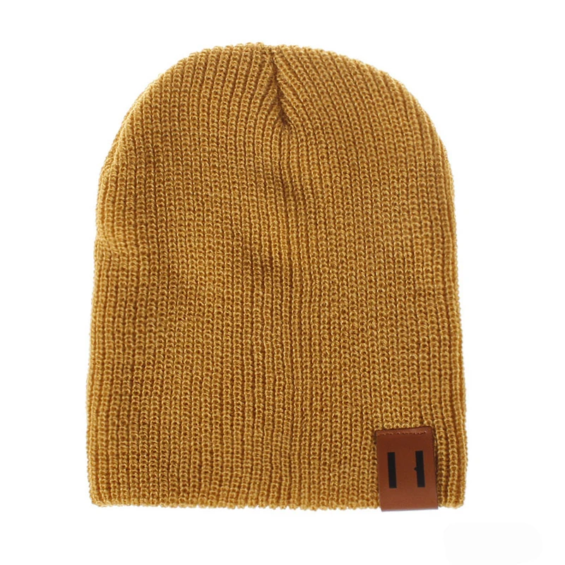 Adult yellow Новинка; зимняя шапка для мужчин, женщин и детей; Skullies Beanies; вязаная шапочка; шапки для родителей и детей; теплая однотонная детская мягкая шапка; шапка - Цвет: Adult yellow