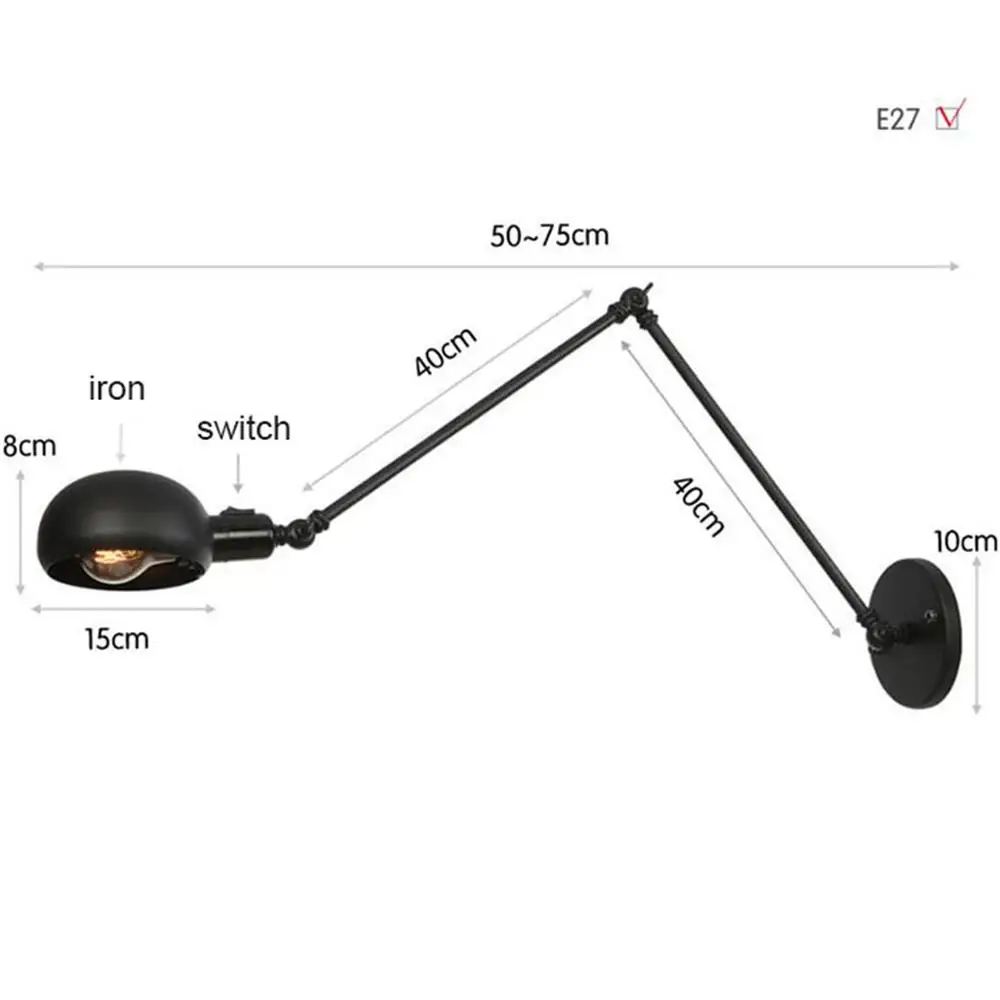Американская промышленная настенная лампа с выключателем винтажный Железный